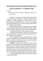 Konspekts 'Reformācija un kontrreformācija Eiropā un tās sekas 16.gadsimtā – 17.gadsimta vi', 1.