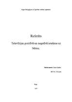 Referāts 'Televīzijas pozitīvā un negatīvā ietekme uz bērnu', 1.