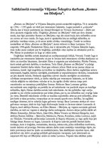 Eseja 'Salīdzinošā recenzija Viljama Šekspīra darbam "Romeo un Džuljeta"', 1.