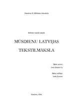 Referāts 'Mūsdienu Latvijas tekstilmāksla', 1.