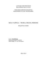 Diplomdarbs 'Māsa vadītāja – teorija, prakse, pieredze', 1.