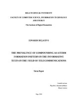 Referāts 'The prevalence of compounding as a term formation pattern in the informative tex', 1.