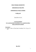 Konspekts 'Kas ir profesionālisms žurnālistikā, kā var noteikt žurnālista darba profesionāl', 1.