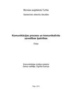 Eseja 'Komunikācijas process un komunikatīvās uzvedības īpatnības', 1.