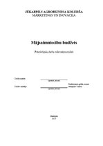 Referāts 'Mājsaimniecību budžets', 1.