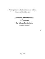 Referāts 'Aristoteļa "Nikomaha ētika". 1.grāmatas analīze un secinājumi', 1.