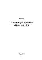 Referāts 'Harmonijas specifika džeza mūzikā', 1.