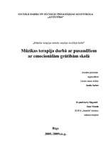 Eseja 'Mūzikas terapija darbā ar pusaudžiem ar emocionālām grūtībām skolā', 1.