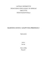 Diplomdarbs 'Mazbērna sociālā adaptācija pirmsskolā', 1.