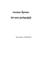 Referāts 'Ausmas Šponas devums pedagoģijā', 1.