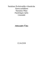 Konspekts 'Aleksandrs Čaks', 1.