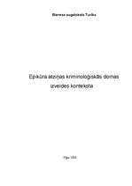 Eseja 'Epikūra atziņas kriminoloģiskās domas izveides kontekstā', 1.