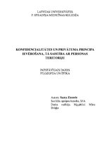 Eseja 'Konfidencialitātes un privātuma principa ievērošana, tā saistība ar personas ter', 1.