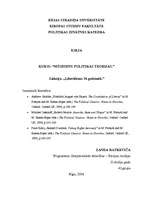 Konspekts 'Liberālisms 20.gadsimtā', 1.