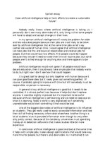 Eseja 'Does artificial intelligence help or harm efforts to create a sustainable future', 1.