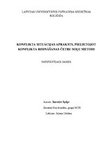 Konspekts 'Konflikta situācijas apraksts, pielietojot konflikta risināšanas četru soļu meto', 1.