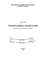 Referāts 'Monetārās politikas statistika Latvijā', 1.