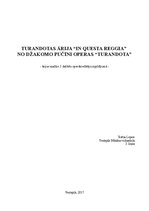 Konspekts 'Turandotas ārija "In questa reggia" no Džakomo Pučīni operas "Turandota". Ārijas', 1.